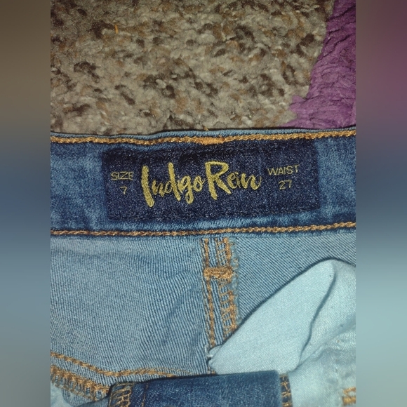 Indigo Rein Mid-Rise Midi Jean Shorts sz 7 / 27 - Picture 5 of 8